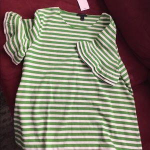 J Crew striped short sleeve cotton ruffle shirt